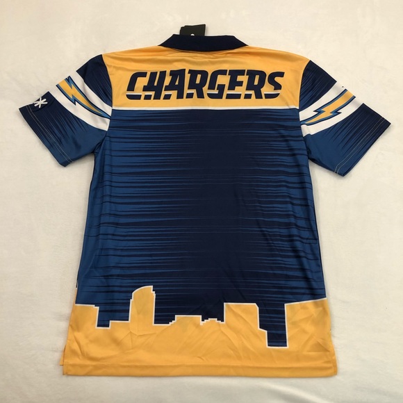 Los Angeles LA Chargers NFL Football Navy City Scape Klew Golf Polo Shirt Mens - Picture 6 of 9
